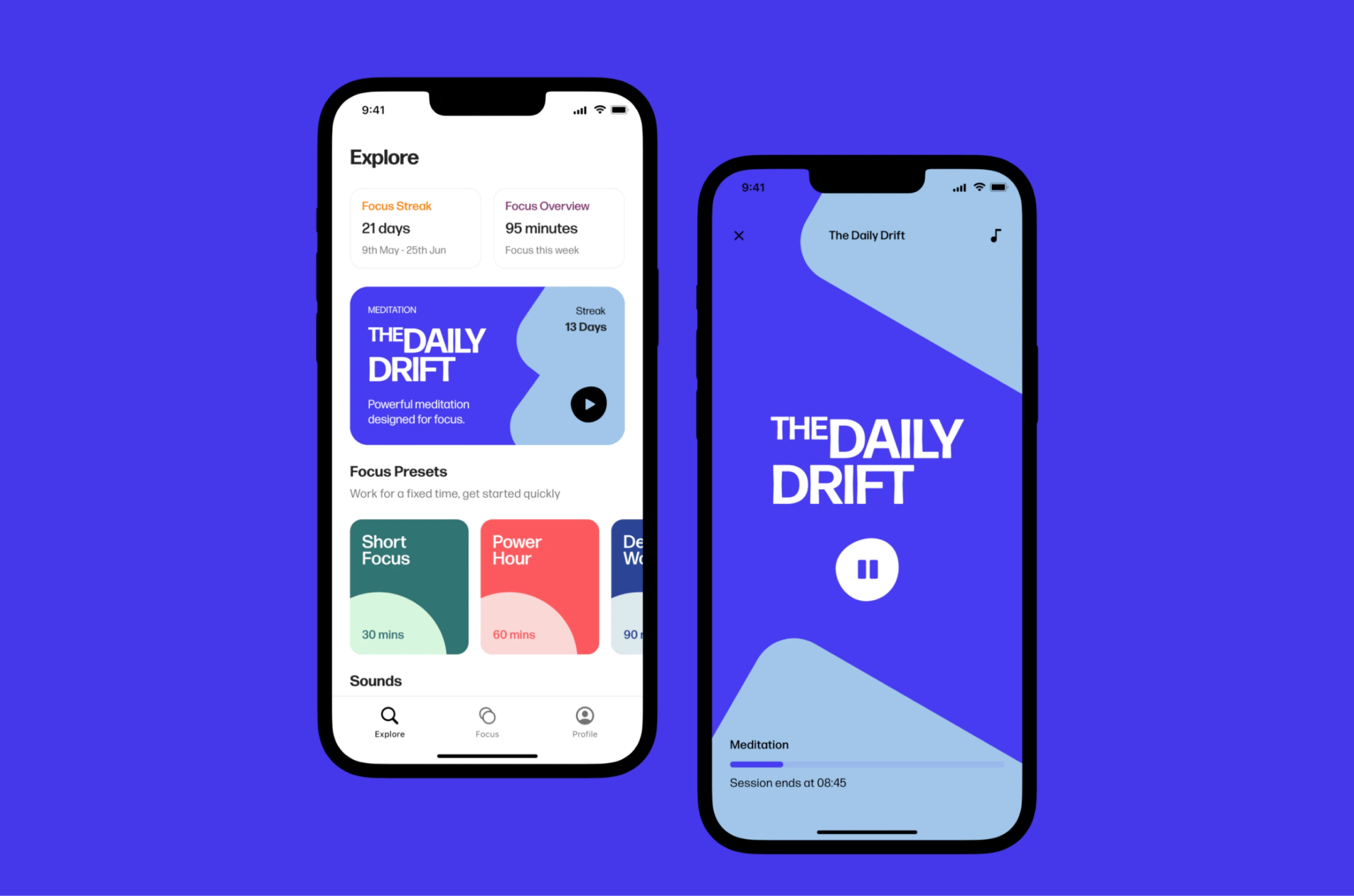 An interface of the Drift iOS App showing the home screen with the explore section